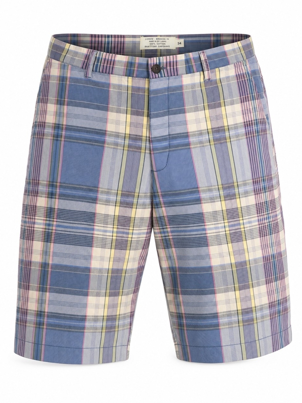 Old Navy Surplus Co Men's Plaid Flat Front Shorts Size 40 Blue Pink Pastel Gingh